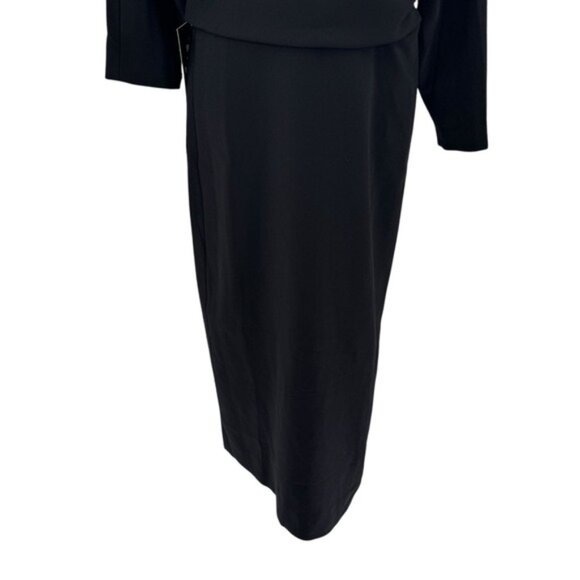 Tuckernuck NEW Black Esta Formal Long Sleeve Asymmetrical Midi Dress Size 4 - Picture 6 of 11